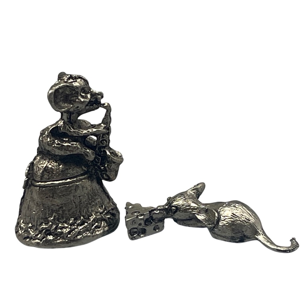 2 pewter Figures Mouse thimble‎ and mouse with cheese